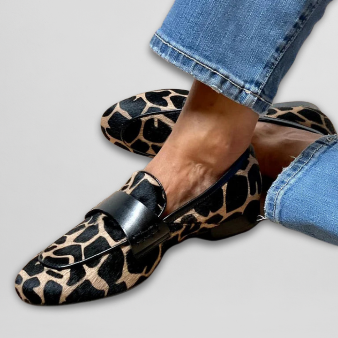 Katie - Orthopedic Leopard Print Loafers