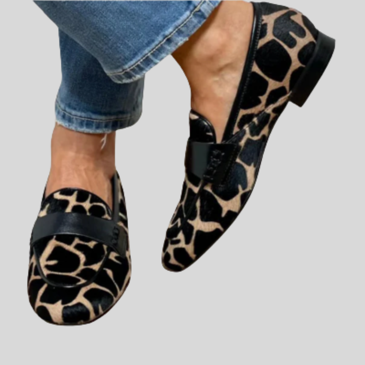 Katie - Orthopedic Leopard Print Loafers
