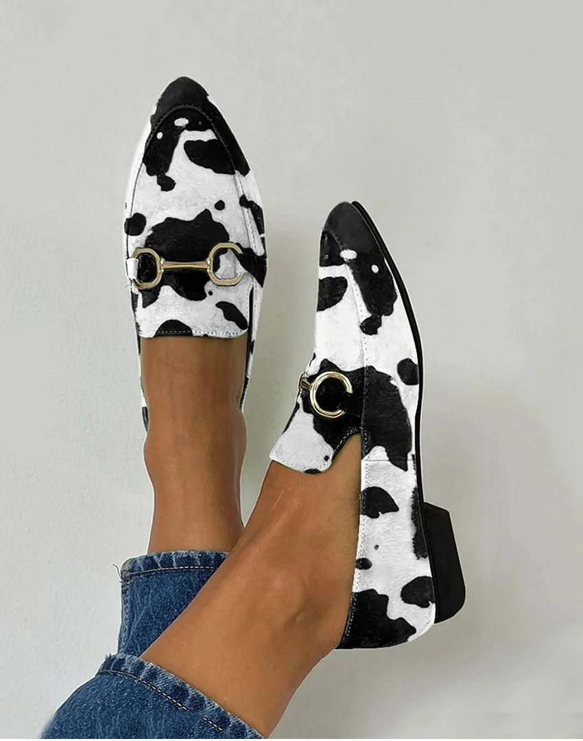 Diana - Printed Buckle Detail Loafers