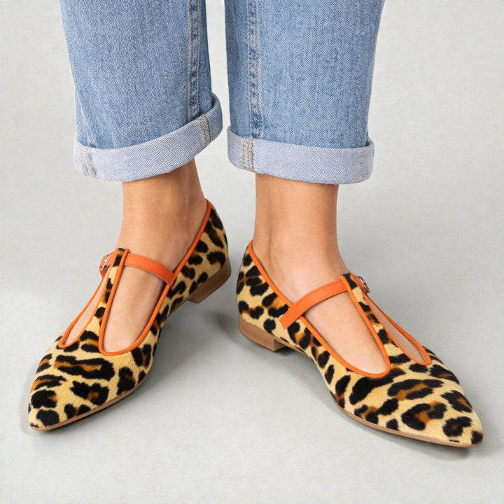 Lulu -  LEOPARD T-STRAP FLATS