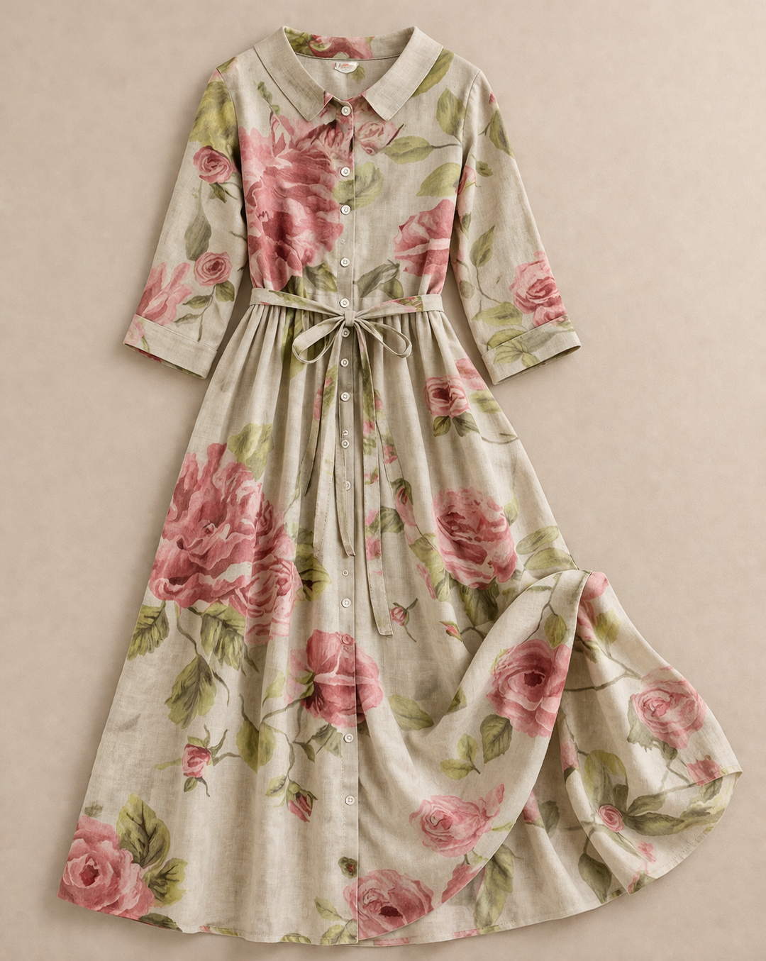 Marley | Vintage Lace-Up Waisted Floral Print Dressb