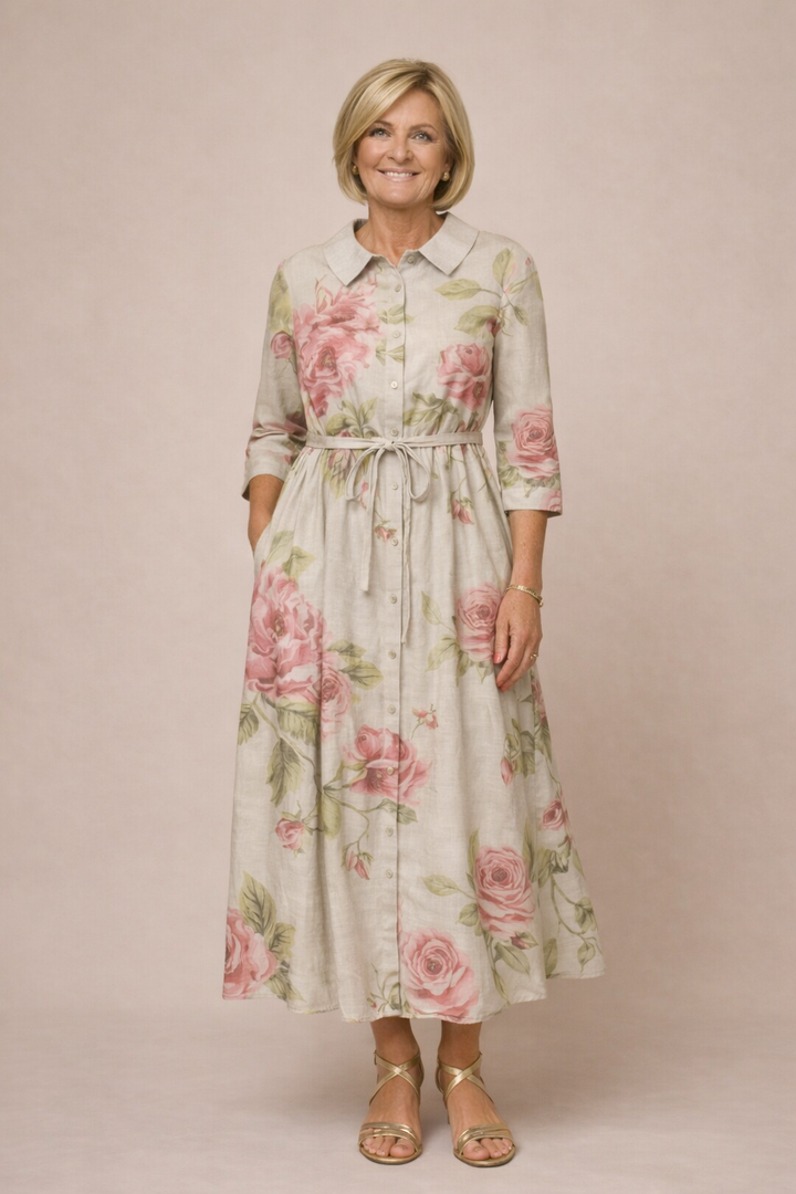 Marley | Vintage Lace-Up Waisted Floral Print Dressb
