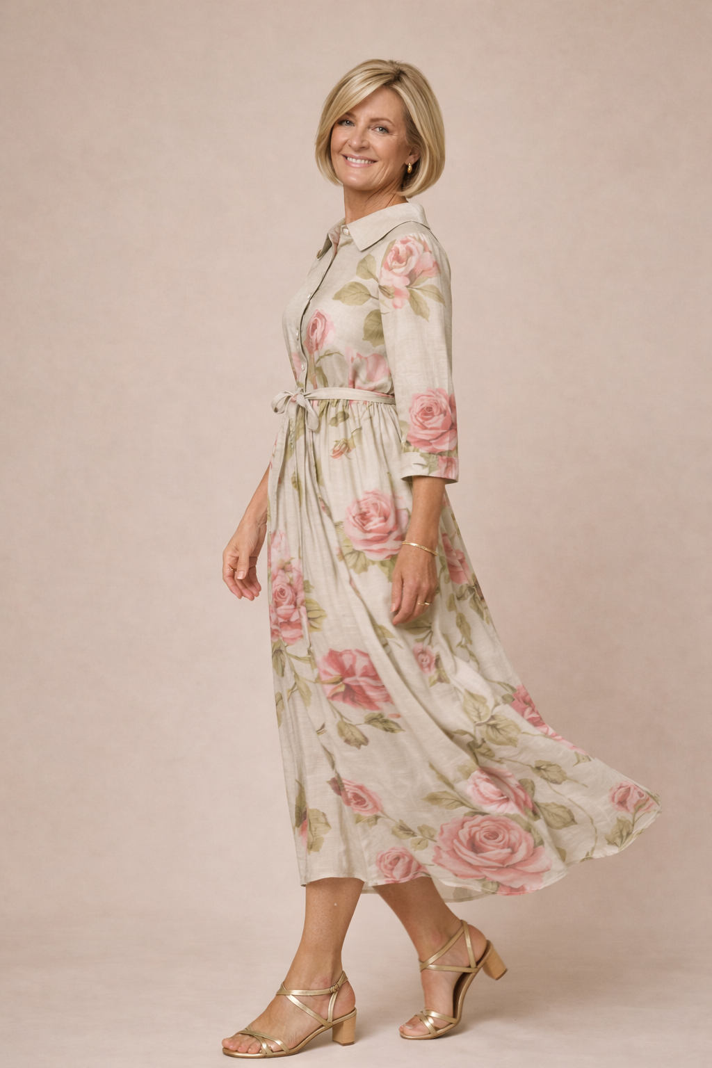 Marley | Vintage Lace-Up Waisted Floral Print Dressb