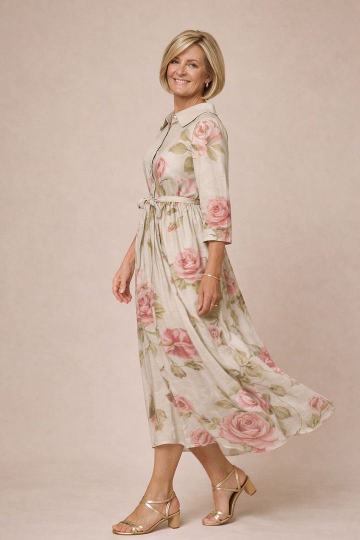 Marley | Vintage Lace-Up Waisted Floral Print Dressb