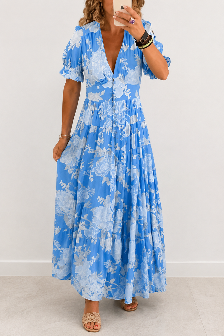 Minelda | Elegant Floral V-neck Dress