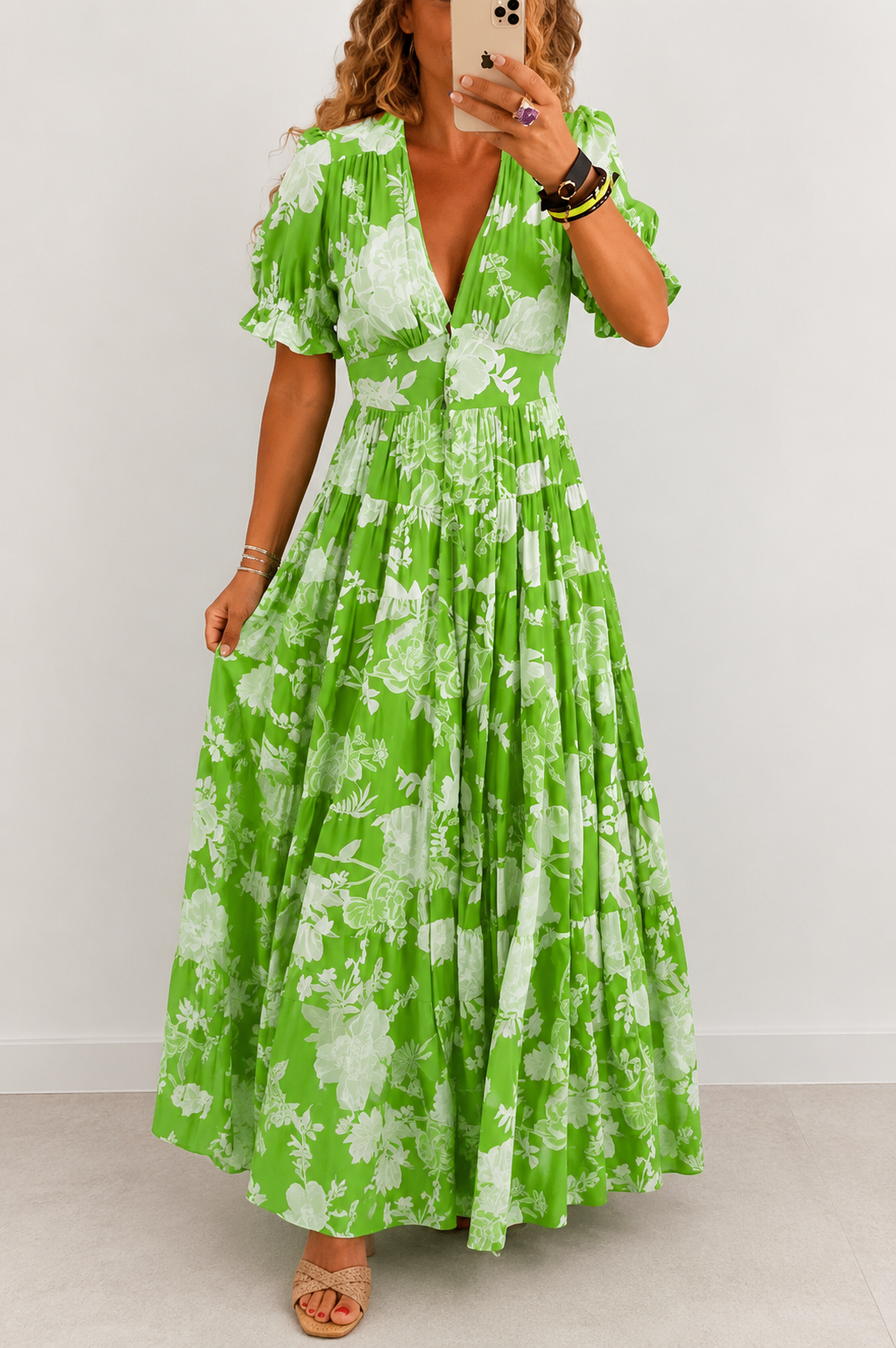 Minelda | Elegant Floral V-neck Dress