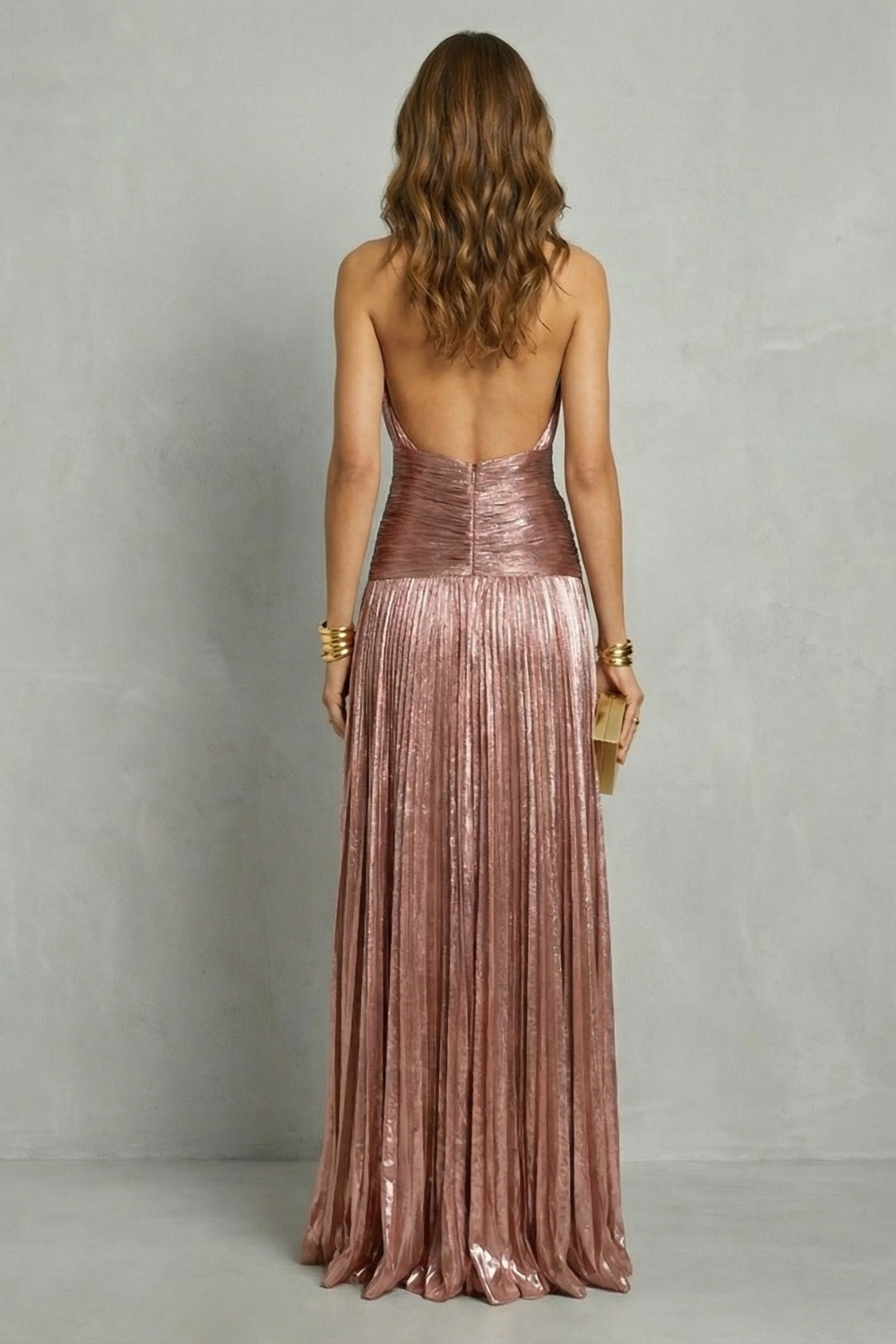 Luminara | Metallic draped elegance|  Maxi dress