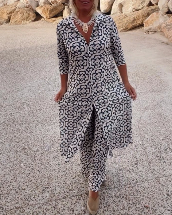 Laura - Button-Front Printed Set