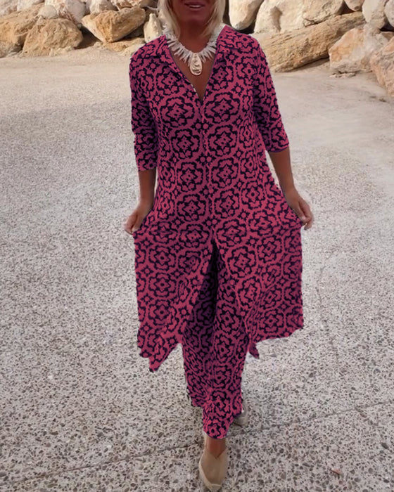 Laura - Button-Front Printed Set