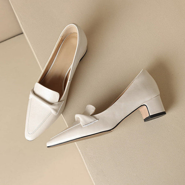 Katrina Genuine Leather Block-Heel Loafers