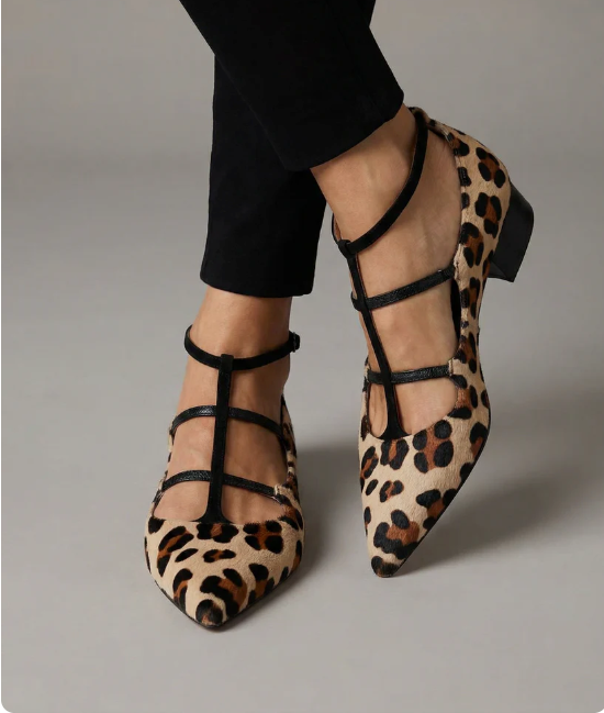 Bridget - Leopard Strap Ballet Heels