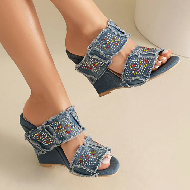 Midtown Raw Denim Sandals