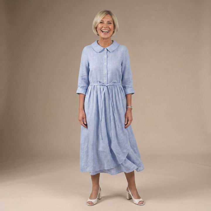 Ella | Elegant Half Sleeve Lace-Up Waist Dress
