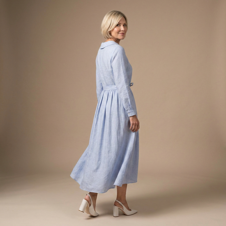 Ella | Elegant Half Sleeve Lace-Up Waist Dress