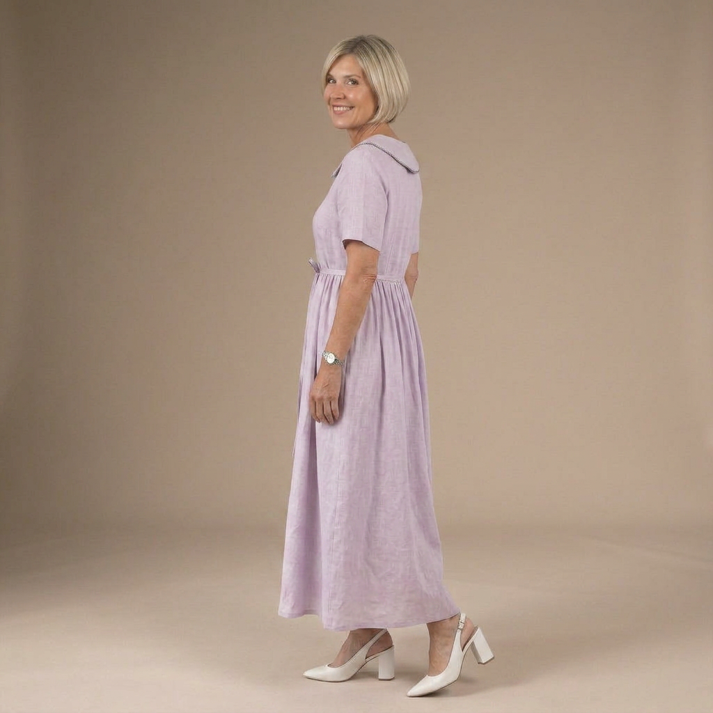 Isla Dress | Elegant Cotton Linen Mid Sleeve Dress