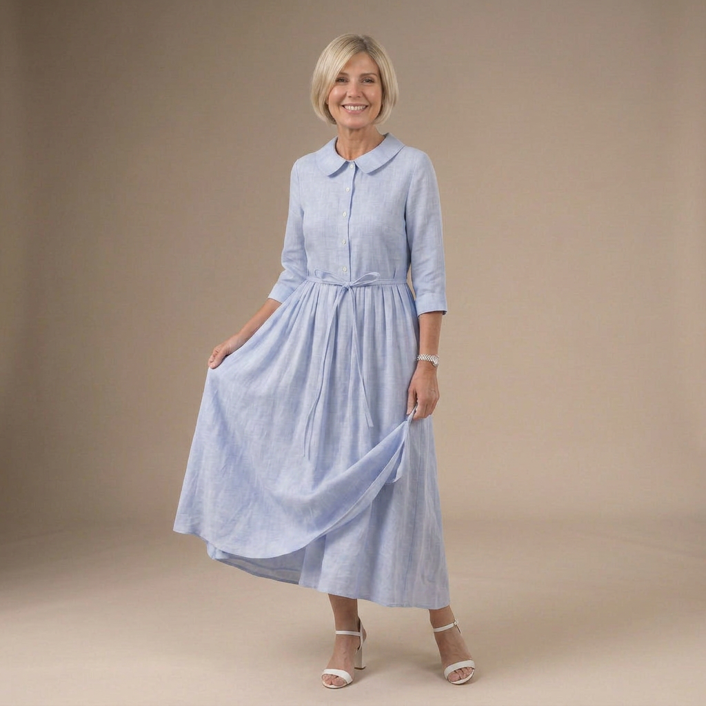 Ella | Elegant Half Sleeve Lace-Up Waist Dress