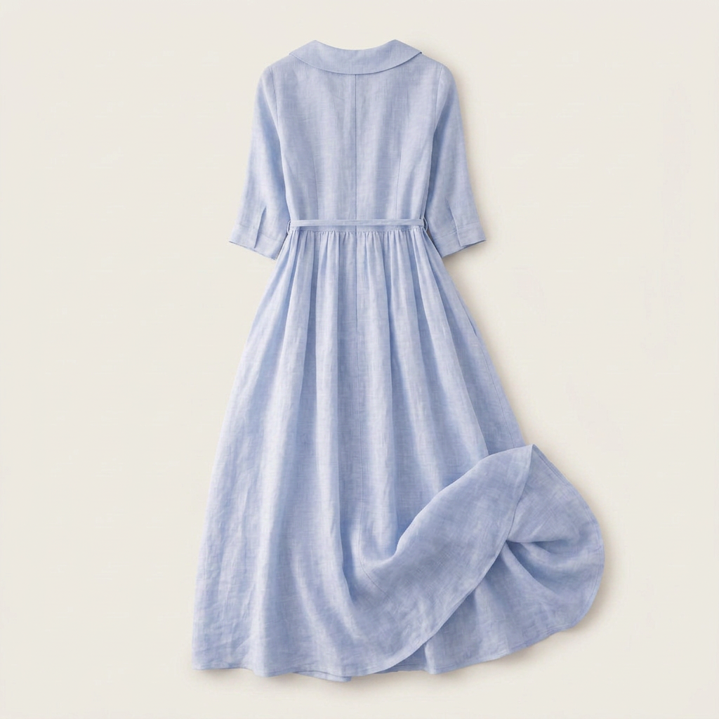 Ella | Elegant Half Sleeve Lace-Up Waist Dress