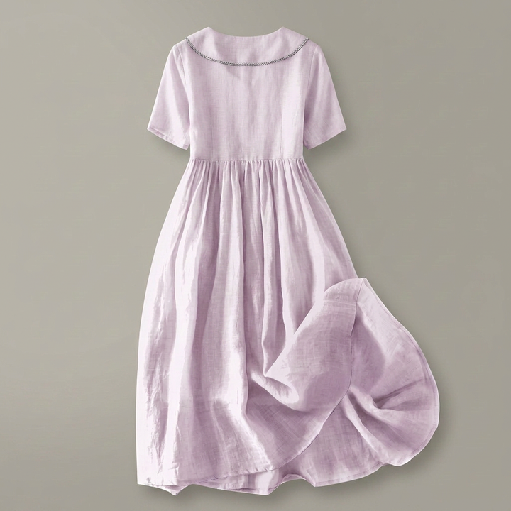 Isla Dress | Elegant Cotton Linen Mid Sleeve Dress
