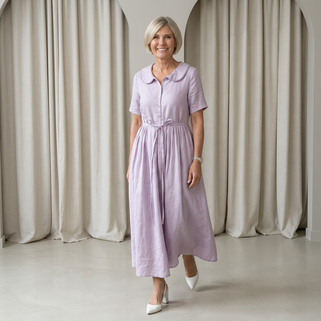 Isla Dress | Elegant Cotton Linen Mid Sleeve Dress