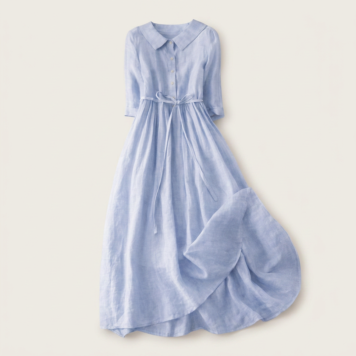 Ella | Elegant Half Sleeve Lace-Up Waist Dress