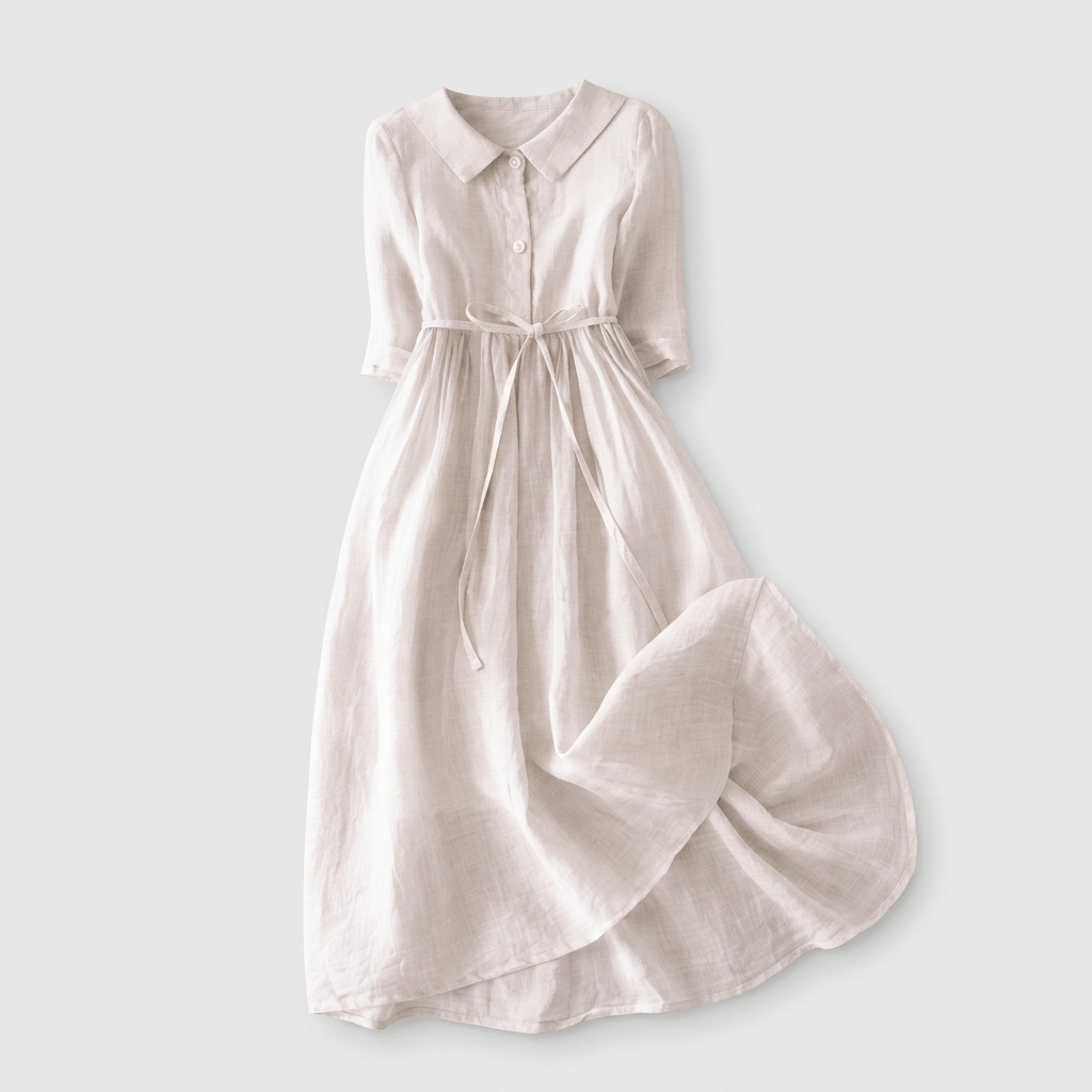 Ella | Elegant Half Sleeve Lace-Up Waist Dress