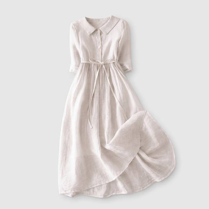 Ella | Elegant Half Sleeve Lace-Up Waist Dress