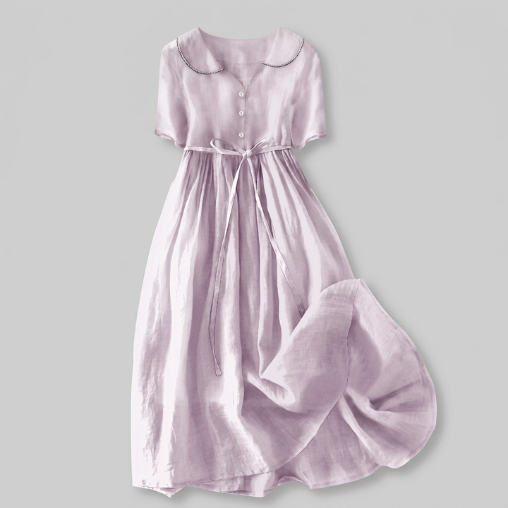 Isla Dress | Elegant Cotton Linen Mid Sleeve Dress