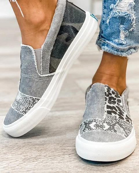 Quinny - Casual Leopard Print Canvas Loafers