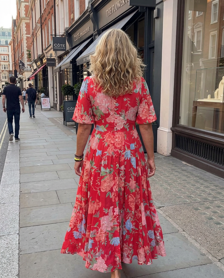 Minelda | Elegant Floral V-neck Dress