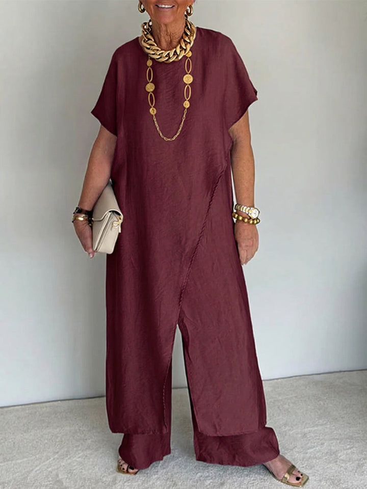 Olivia | Cozy Loose Fit Two-Piece Set - Casual Retro Cotton Blend Outfit