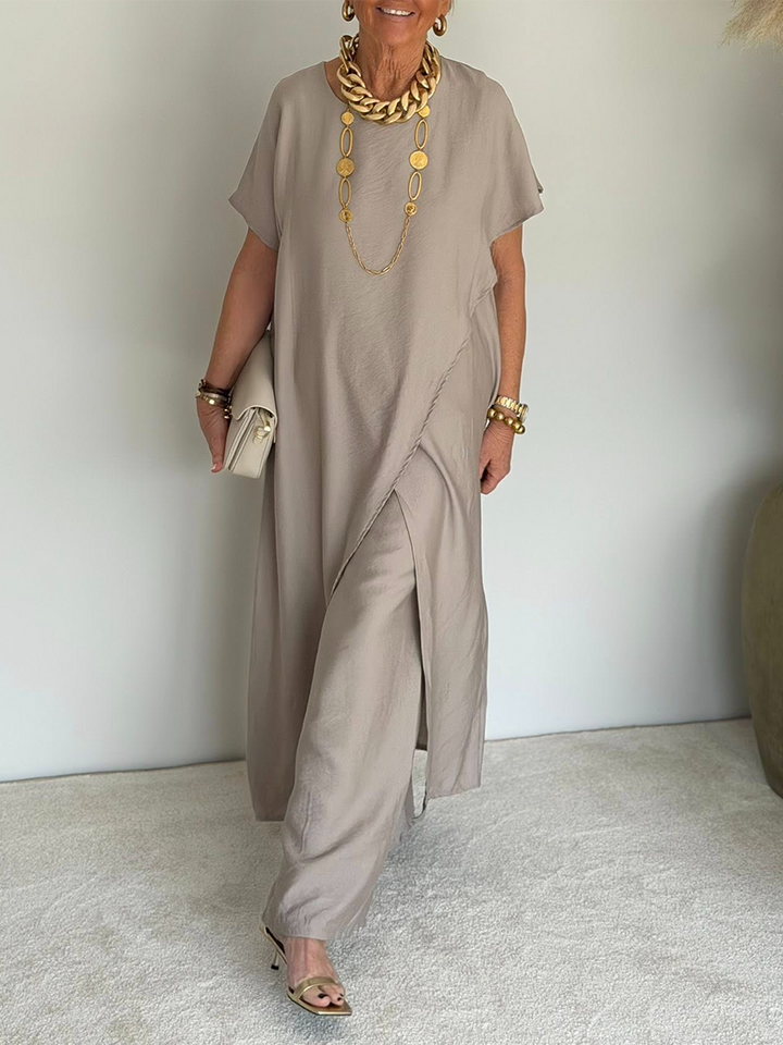 Olivia | Cozy Loose Fit Two-Piece Set - Casual Retro Cotton Blend Outfit
