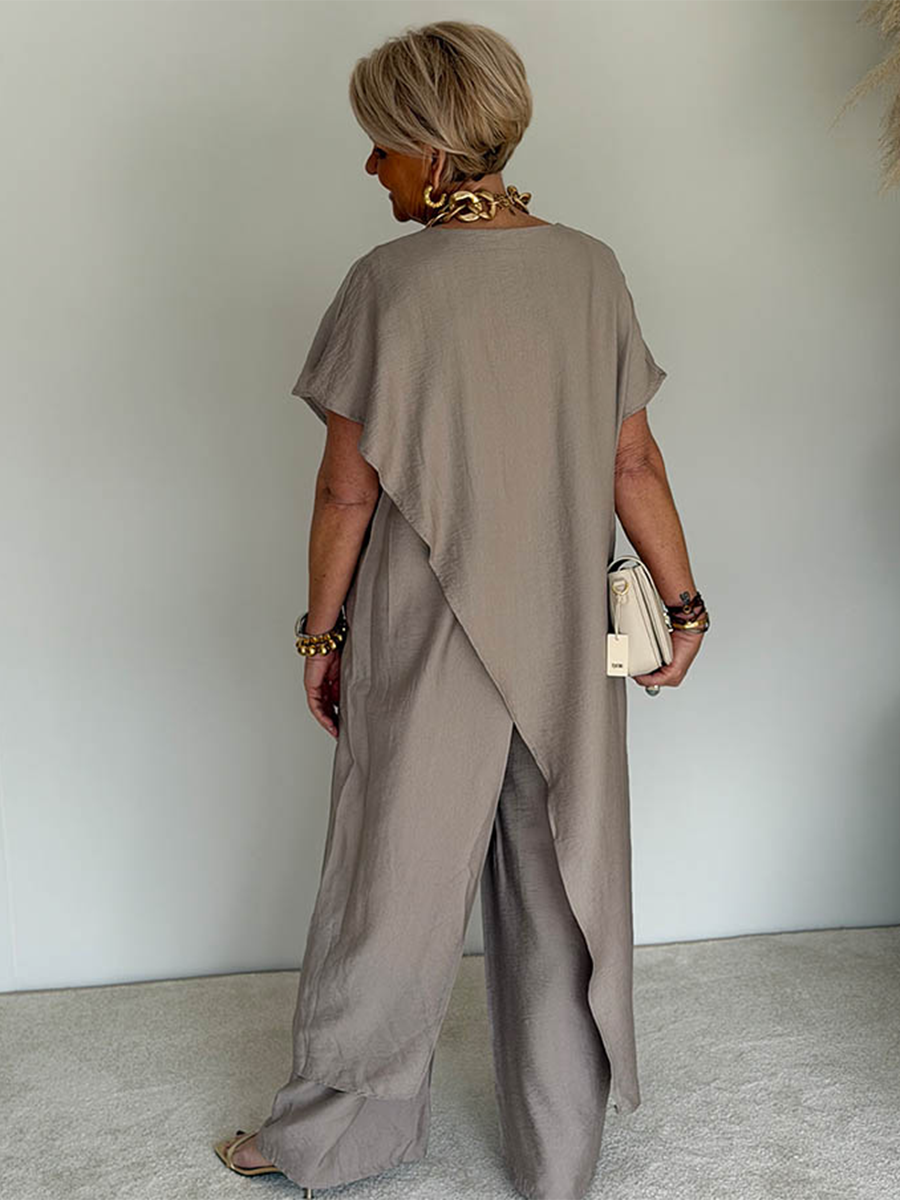 Olivia | Cozy Loose Fit Two-Piece Set - Casual Retro Cotton Blend Outfit